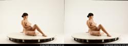 Nude Woman White Sitting poses - ALL Pregnant long brown Sitting poses - simple 3D Stereoscopic poses Pinup